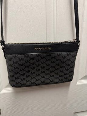 Michael Kors Black and Gray MK Logo Crossbody Bag